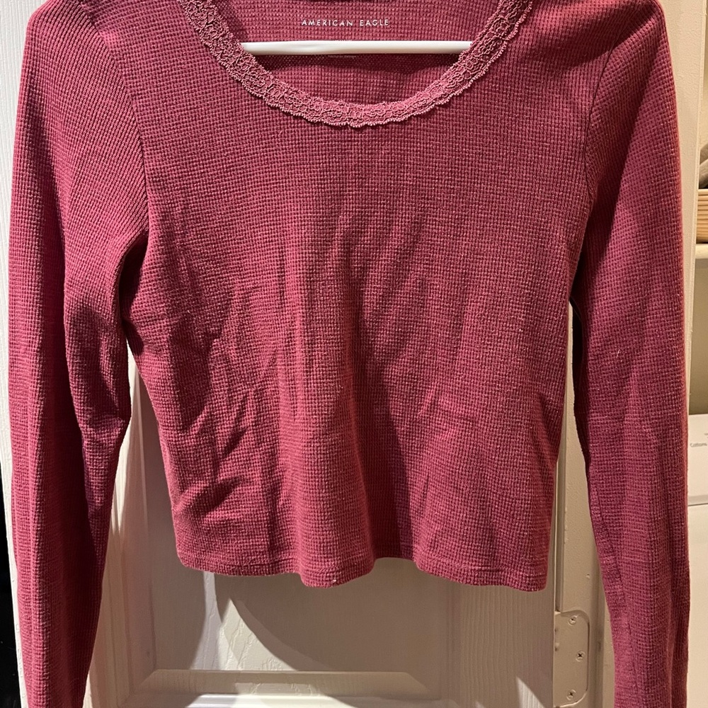 American Eagle Outfitters Women's Berry Long Sleeve Top